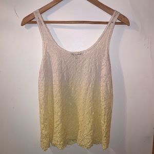 Yellow Tie Dye Lace Top